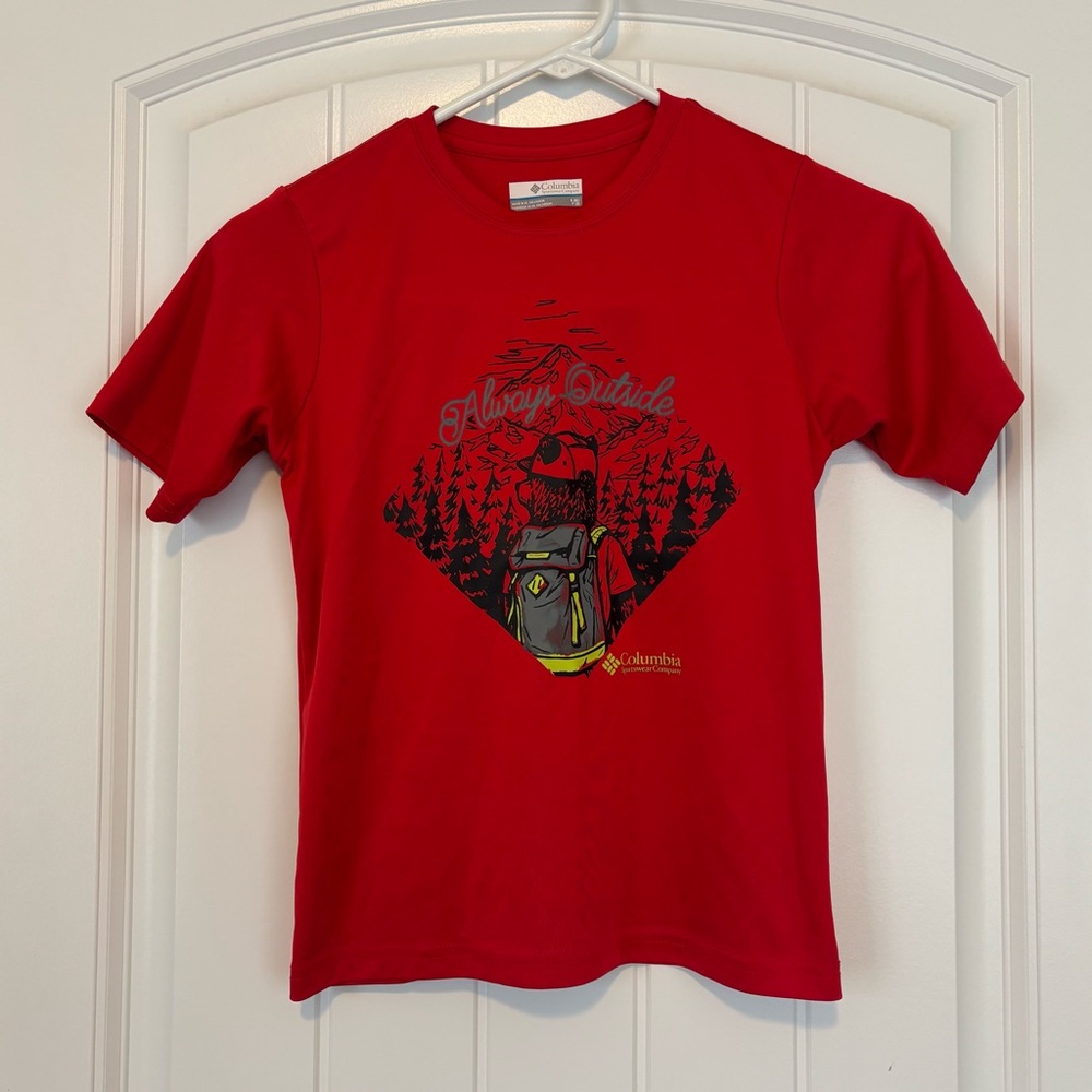 Columbia Kids Red "Always Outside" Graphic T-Shirt Size Small 8